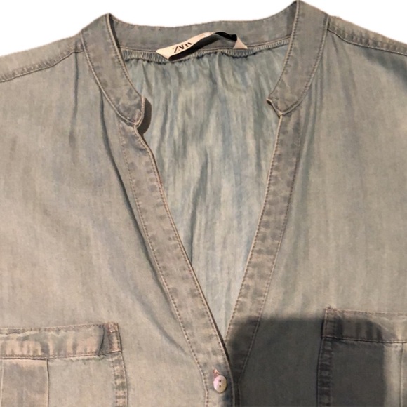 Blue chambray dress from Zara! Worn once then dry cleaned - Picture 2 of 5